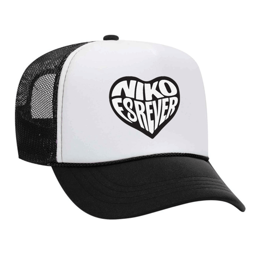 "Niko Forever" Heart Black Trucker Hat